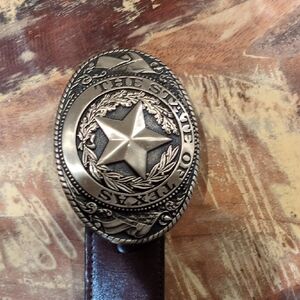 Brown Leather Belt with Silver Star Buckle